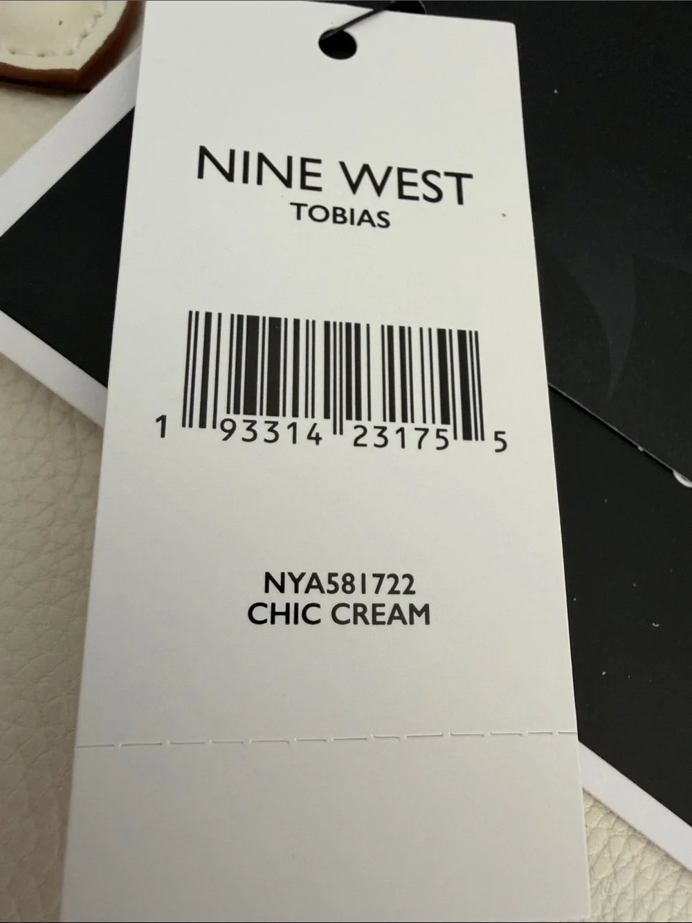 NWT-Nine West Chic Cream Pebbled Tote with Top Handles